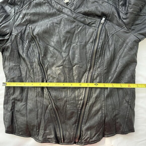 Costa Blanca Vegan Leather Black Jacket Wrinkled Look Size Large - Picture 12 of 16